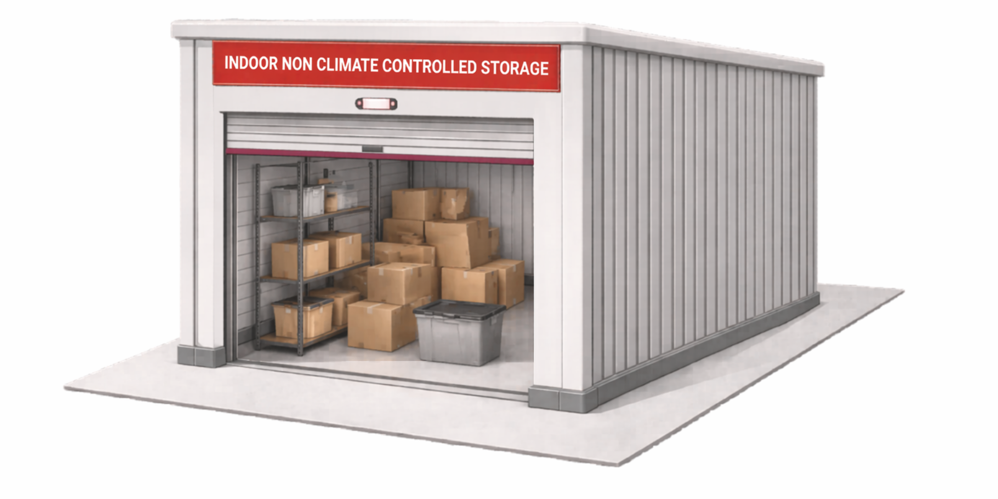 Indoor non-climate-controlled storage unit graphic.